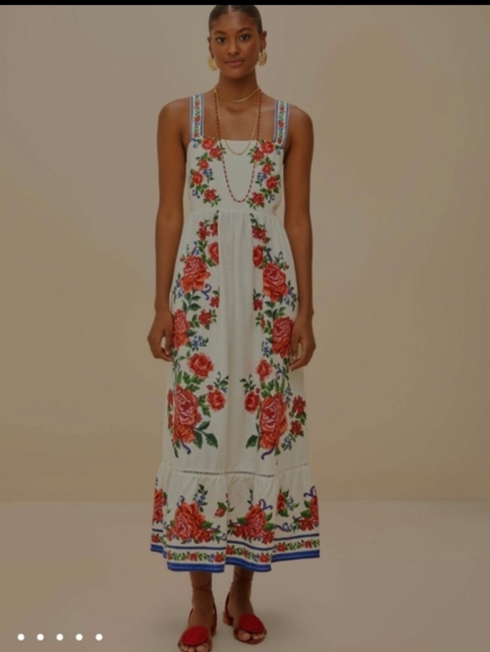 Farm Rio Off-White Flower Tapestry Maxidress - Picture 4 of 6